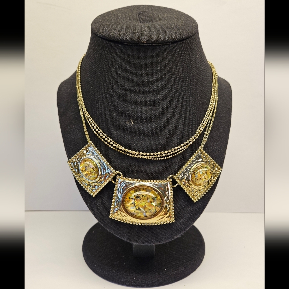 Goldtone Multistrand Abalone Necklace